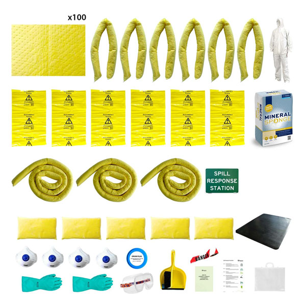 Controlco Premium 200 Litre chemical spill kit contents