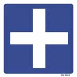 Blue First Aid Cross PVC sign