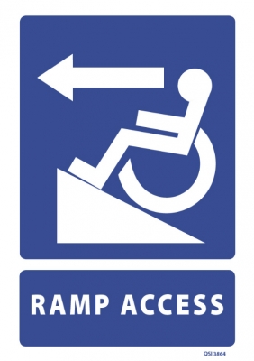 Ramp Access with Left Arrow sign
