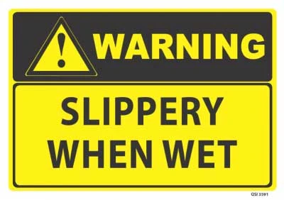 slippery when wet sign